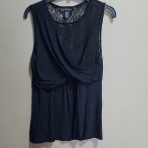 Cable And Gauge Black Sleeveless Lace Top
